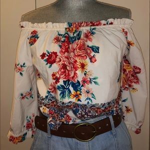 White Floral Top: fits Small and Medium too